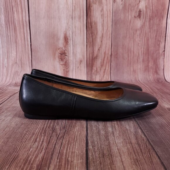 Vionic Orinda Ballet Flats Womens Size 8.5 Wide Square Toe Shoes Black Leather - Picture 3 of 15
